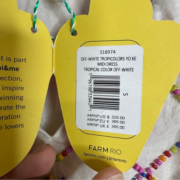 Farm Rio Off-White Tropicolors Yoke Embroidered Midi Dress size Small NWT fruit - Picture 10 of 12